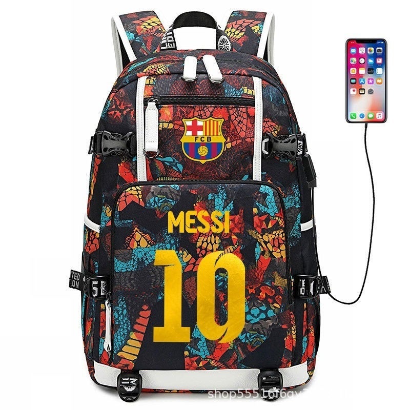 Football Star Backpack for Kids & Adults - Large Capacity Sports Backpack with USB Port, Waterproof Oxford Fabric, Breathable & Durable, Ideal for Soccer, Basketball, Gym, Travel