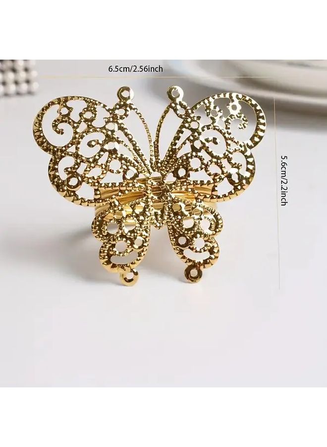 15 Pack Golden Butterfly Napkin Rings Elegant Metal Decor For Wedding Birthday Banquet - Image 2