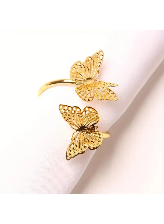15 Pack Golden Butterfly Napkin Rings Elegant Metal Decor For Wedding Birthday Banquet - Image 3