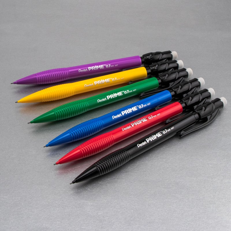 Pentel Prime Mechanical Pencil (0.7mm) Assorted Barrel Colors Pack of 6 (AX7BP6M) - Image 5