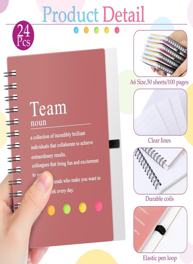 Feifeiya 24 Pcs Team Appreciation Gifts Bulk for Employee Inspirational Spiral Notebook with Sticky Notes Motivational Team Notebooks for Teacher Nurse Coworker Staff Christmas Gifts(Bright Color) - Image 3