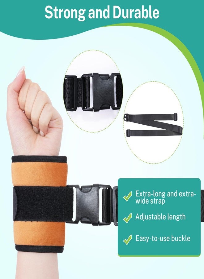 lefeke Patient Medical Restraints with Quick Release Buckles, Bed Restraints Belts for Wrists and Ankles, Limb Holder Movement Limited Ties for Hands and Legs-4Pcs (Orange) - Image 3