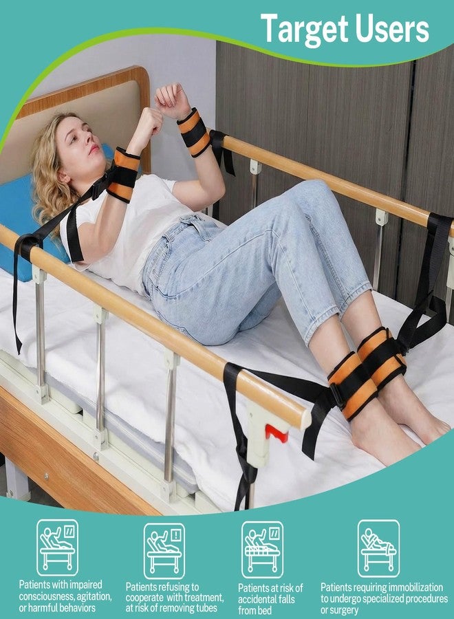 lefeke Patient Medical Restraints with Quick Release Buckles, Bed Restraints Belts for Wrists and Ankles, Limb Holder Movement Limited Ties for Hands and Legs-4Pcs (Orange) - Image 5