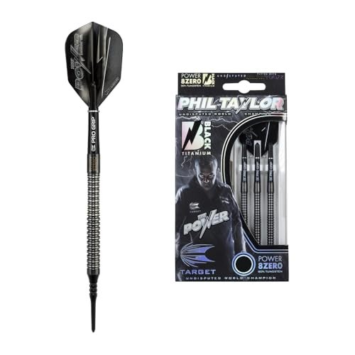 Target Darts Phil Taylor Power 8-Zero Black P8Z3 18G 80% Tungsten Soft Tip Darts Set - Image 1