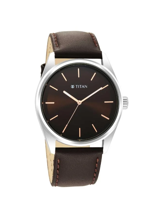 تيتان Men's Leather Analog Watch 1866SL02 - 40 mm