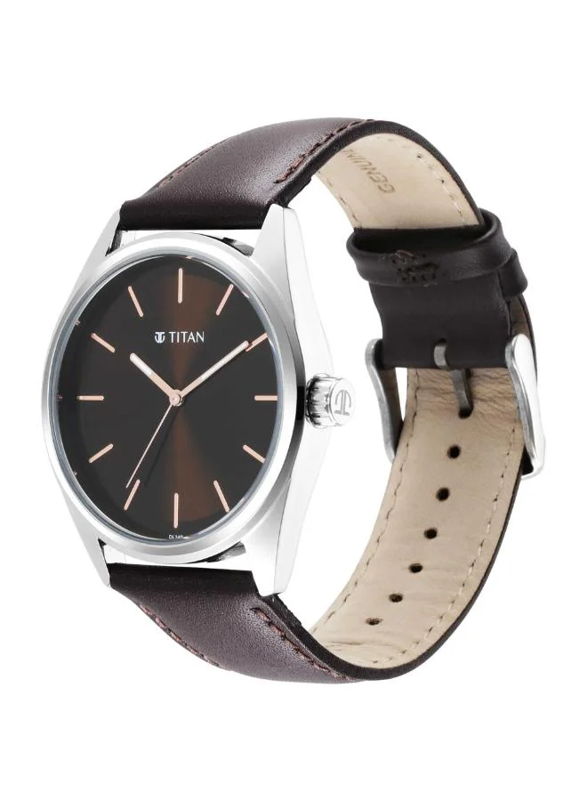 تيتان Men's Leather Analog Watch 1866SL02 - 40 mm