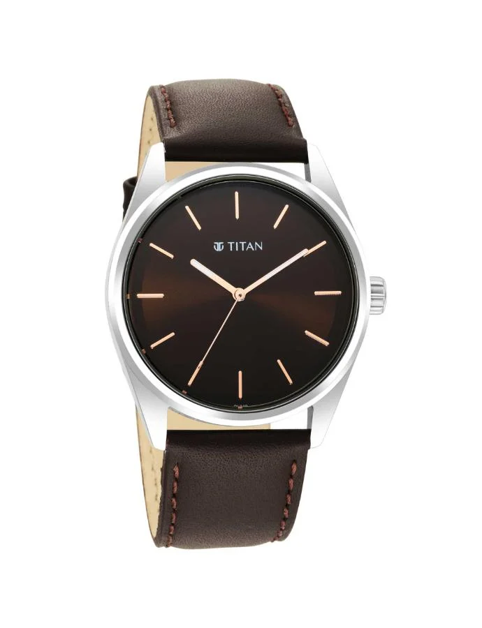 تيتان Men's Leather Analog Watch 1866SL02 - 40 mm