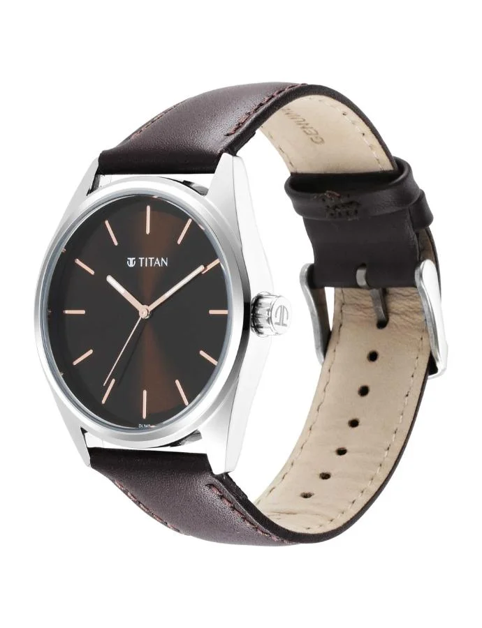 تيتان Men's Leather Analog Watch 1866SL02 - 40 mm
