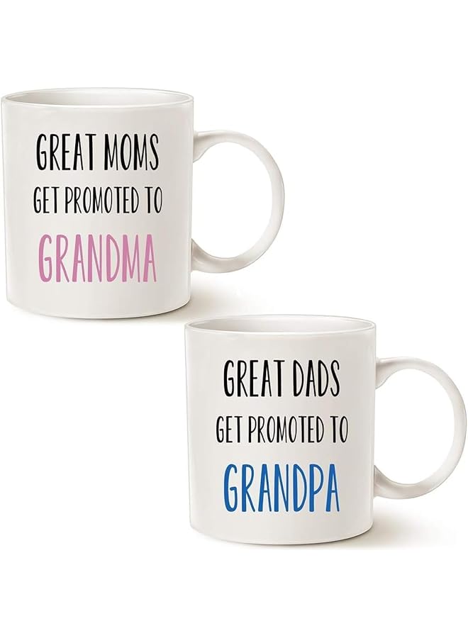 PRINTED DESIGN Funny Grandparent Coffee Mug Christmas Gifts, Great Moms/Dads Get Promoted to Grandma/Grandpa Best Birthday Gifts for Grandparent Cup White, 11 Oz