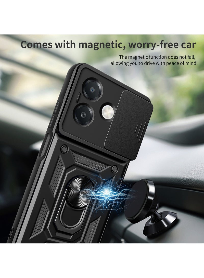 Case Cover Shockproof Windows Protective Case with Camera Protection and Metal Ring Compatible with Oppo A3 / A3x (Black) - Image 5