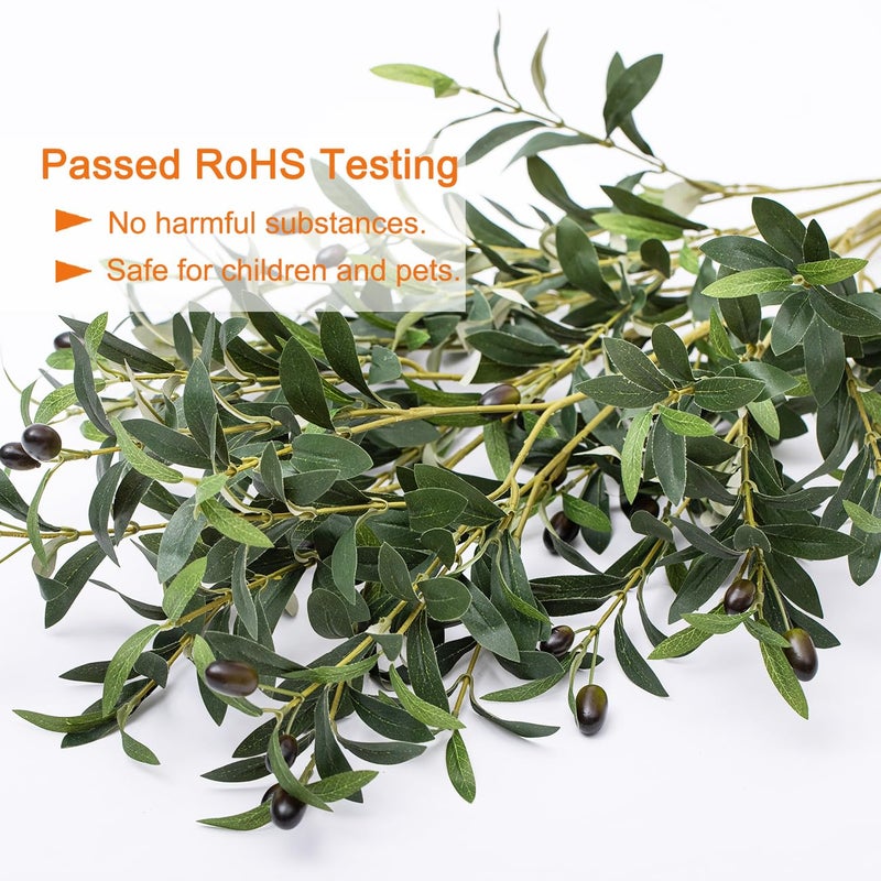 Heleze 39 Inch Artificial Olive Branch Greenery Stems Fake Plants with 222 Leaves for Vase Faux Olive Branches Home Decor Indoor 2PCS - Image 2