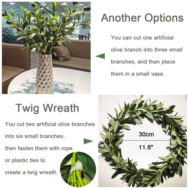 Heleze 39 Inch Artificial Olive Branch Greenery Stems Fake Plants with 222 Leaves for Vase Faux Olive Branches Home Decor Indoor 2PCS - Image 5