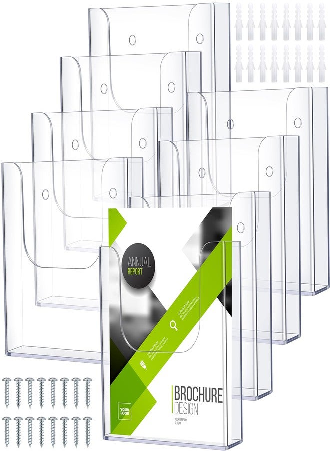 Ripeng 8 Pack Brochure Holder Wall Mount 6 x 9 Inch Clear Flyer Holder Magazine Pamphlet Display Stand Acrylic Wall Organizer Plastic Wall File Holder for Literature Mail Paper document Rack Display - Image 1
