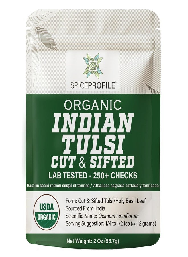 Spice Profile USDA Organic Indian Tulsi/Holy Basil Cut & Sifted, 2 oz, Lab Tested for Heavy Metals, Ocimum sanctum, Albahaca Sagrada - Image 1