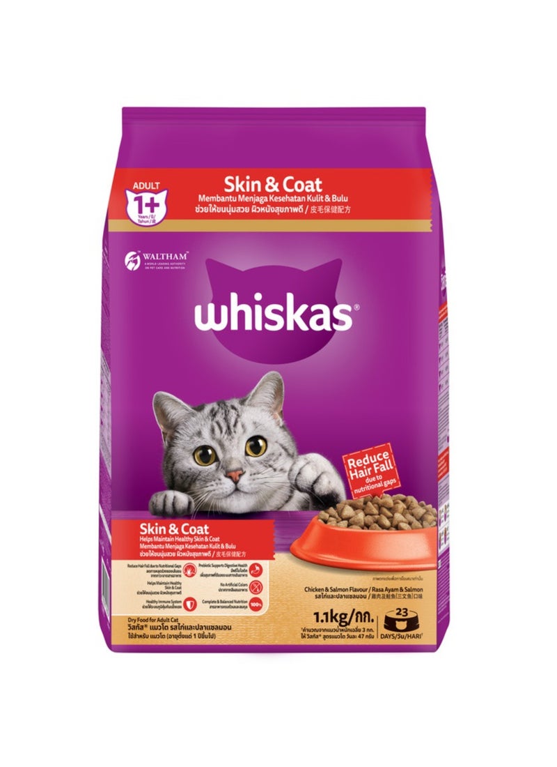 Whiskas طعام جاف للجلد والمعطف للقطط البالغة - Image 1
