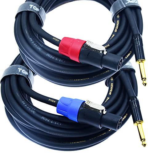 Arklove speak on 2Pcs Professional Speakon to 1/4 Inch ts Speaker Cable for pa jack Pair 18 awg Gauge Male Audio port plug Amplifier Connection dj amp Heavy Duty bocina Cord Wire ft with Twist Lock(15 feet) - Image 1
