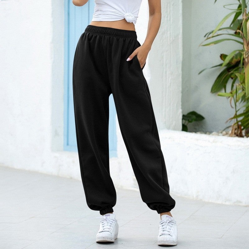 Fashion High Waist Fleece Joggers for Women Grey - Image 2