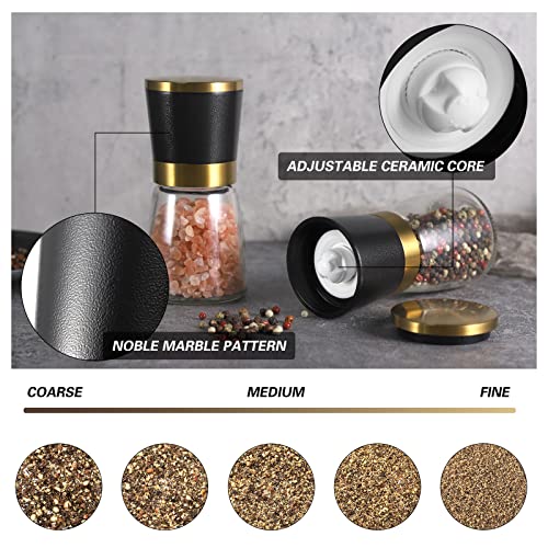 VEVOK CHEF Gold Salt and Pepper Grinder Set Stainless steel Salt and Pepper Mill Set Ceramic Adjustable Coarseness Spice Grinder Refillable Sea Salt Shaker Home Kitchen Decor - Image 3