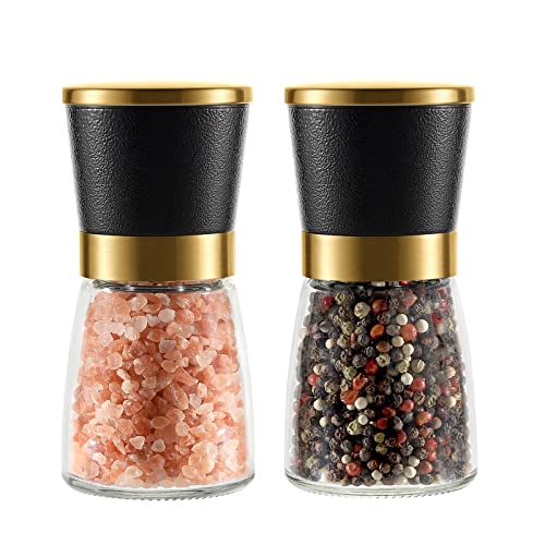 VEVOK CHEF Gold Salt and Pepper Grinder Set Stainless steel Salt and Pepper Mill Set Ceramic Adjustable Coarseness Spice Grinder Refillable Sea Salt Shaker Home Kitchen Decor - Image 1
