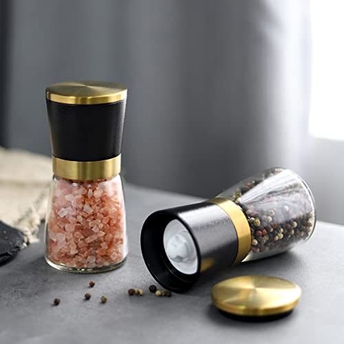 VEVOK CHEF Gold Salt and Pepper Grinder Set Stainless steel Salt and Pepper Mill Set Ceramic Adjustable Coarseness Spice Grinder Refillable Sea Salt Shaker Home Kitchen Decor - Image 5