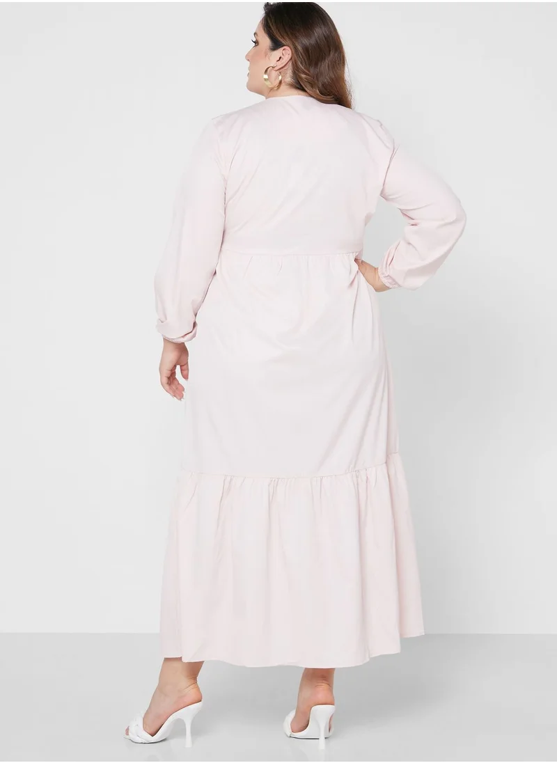 Alia by modanisa Button Detail Tiered Dress