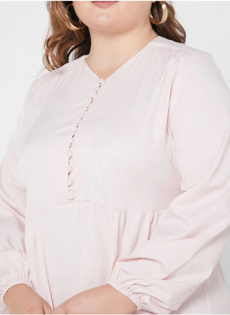 Alia by modanisa Button Detail Tiered Dress