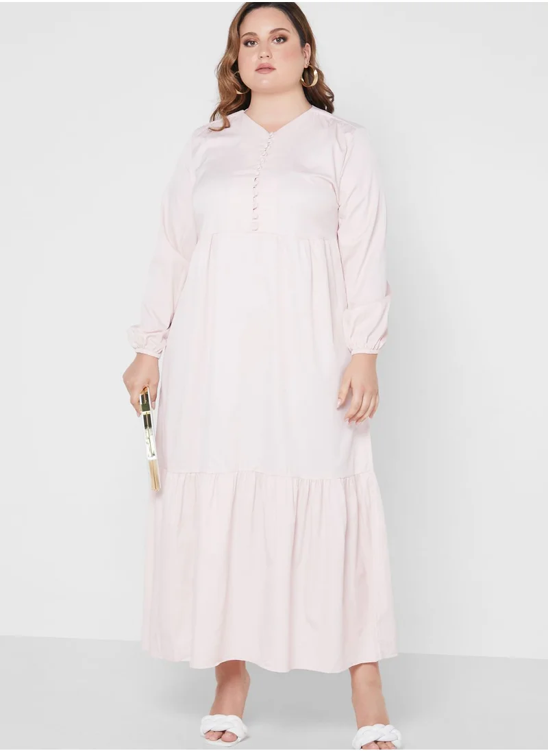 Alia by modanisa Button Detail Tiered Dress