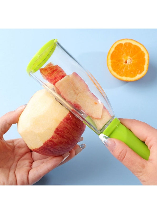 Happy Home Anti-Mess Vegetable Peeler with Built-in Peel Collector - Smart Kitchen Gadget for Mess-Free Peeling - Perfect Housewarming & Kitchen Gift - Stainless Steel Blade Potato, Carrot, Fruit & Fish Scaler Peeler with Storage Container - Professional Home Cook Essential Tool - Image 2