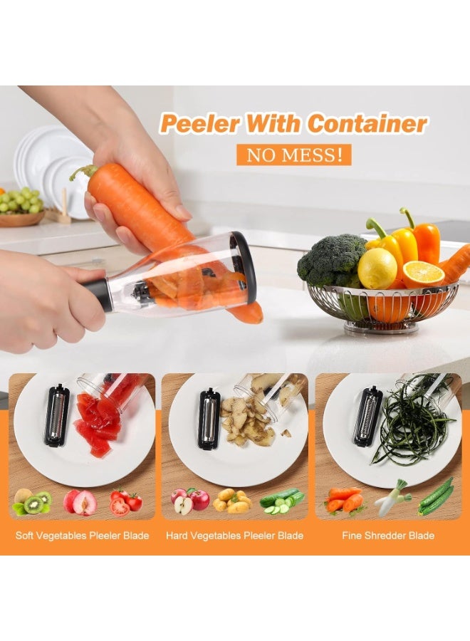 Happy Home Anti-Mess Vegetable Peeler with Built-in Peel Collector - Smart Kitchen Gadget for Mess-Free Peeling - Perfect Housewarming & Kitchen Gift - Stainless Steel Blade Potato, Carrot, Fruit & Fish Scaler Peeler with Storage Container - Professional Home Cook Essential Tool - Image 4