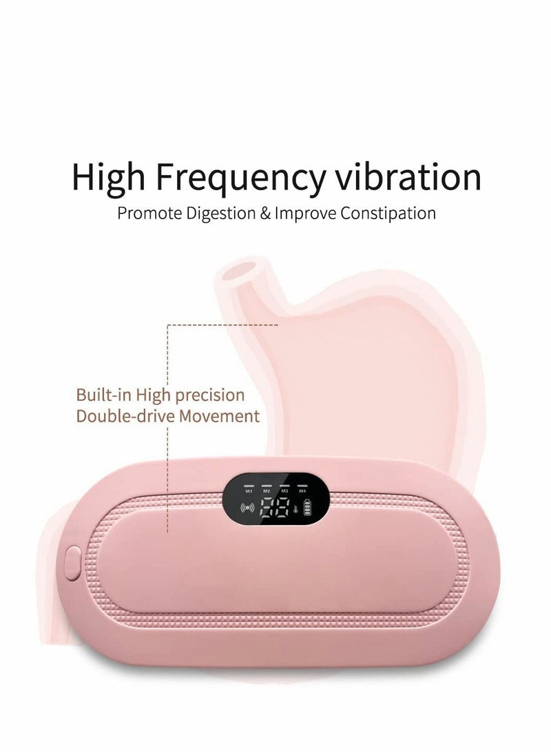 Portable Cordless Heating Pad, Electric Waist Belt Device, Fast Pad with 3 Heat Levels and 4 Massage Modes, Back or Belly for Women Girl(Pink)