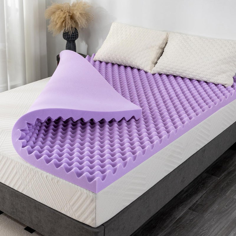 MLILY 3 Inch Egg Crate Full Memory Foam Mattress Topper, Lavender Scent Gel Infused Foam Mattress Topper for Pressure Relief, CertiPUR-US Certified Full Bed Topper, Purple, 54"Ã—75" - Image 1