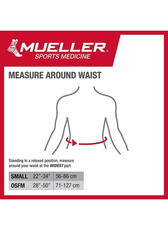 Mueller دعامة ظهر قابلة للتعديل للطب الرياضي، دعم لتخفيف آلام الظهر للرجال والنساء، مثالية لآلام الظهر العليا والسفلى، عرق النسا، الجنف، سوداء، صغيرة/متوسطة - Image 2