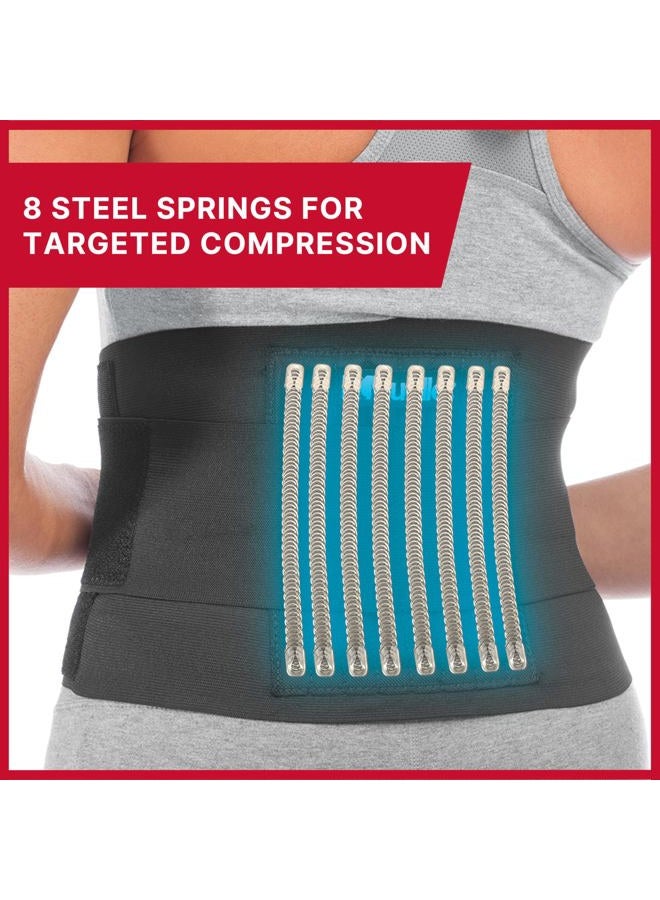 Mueller دعامة ظهر قابلة للتعديل للطب الرياضي، دعم لتخفيف آلام الظهر للرجال والنساء، مثالية لآلام الظهر العليا والسفلى، عرق النسا، الجنف، سوداء، صغيرة/متوسطة - Image 4