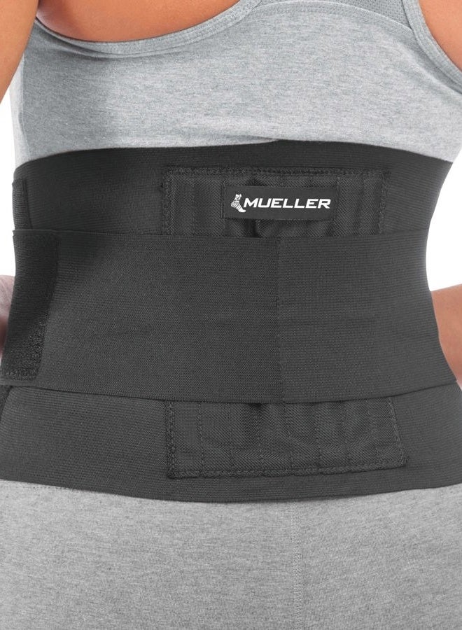 Mueller دعامة ظهر قابلة للتعديل للطب الرياضي، دعم لتخفيف آلام الظهر للرجال والنساء، مثالية لآلام الظهر العليا والسفلى، عرق النسا، الجنف، سوداء، صغيرة/متوسطة - Image 1