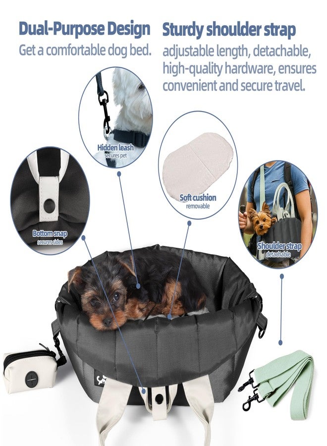 Sytopia Small Dog Carrier Purse, Portable Pet Carrier Tote Carrier with Pockets, Adjustable Safety Leash, Waterproof Dog Travel Bag, Travel Pets Purse up to 4 Lbs, Dark Grey - Image 3