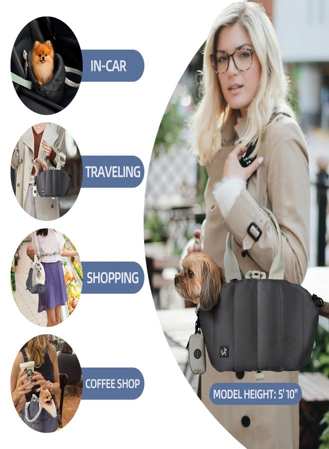 Sytopia Small Dog Carrier Purse, Portable Pet Carrier Tote Carrier with Pockets, Adjustable Safety Leash, Waterproof Dog Travel Bag, Travel Pets Purse up to 4 Lbs, Dark Grey - Image 2