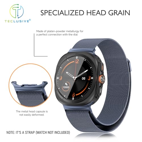 T TECLUSIVE Ultra Luxury Magnetic Metal Chain Strap Band Compatible for Galaxy Watch Ultra | No Gap Adjustable Magnetic Strap for Galaxy Watch Ultra (Grey) - Image 2