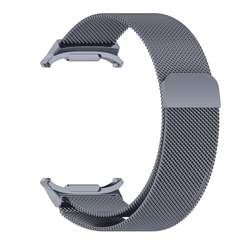 T TECLUSIVE Ultra Luxury Magnetic Metal Chain Strap Band Compatible for Galaxy Watch Ultra | No Gap Adjustable Magnetic Strap for Galaxy Watch Ultra (Grey) - Image 1