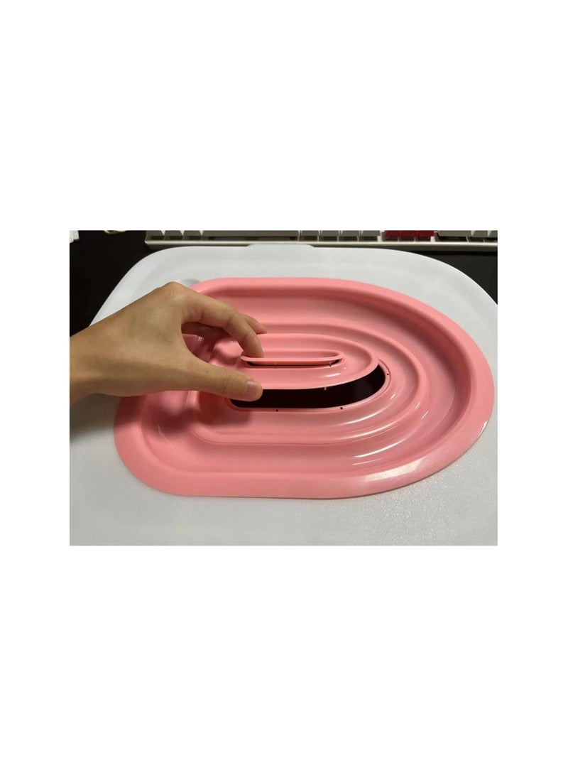 مجموعة تدريب قطط على استخدام المرحاض - قابلة لإعادة الاستخدام، صديقة للبيئة، مدرب مرحاض حيوانات أليفة عالمي مع صينية بيضاء ودعم داخلي أزرق لسهولة التنظيف - وردي - Image 2