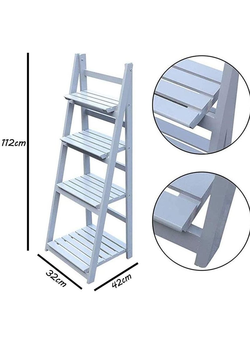 Generic FFD Wooden Foldable Ladder Shelf Plant Stand Indoor Folding A Framde Display Shelf Free Standing Patio Wood Stand with Shelves Wooden Stand Outdoor Pot Rack  - Image 5
