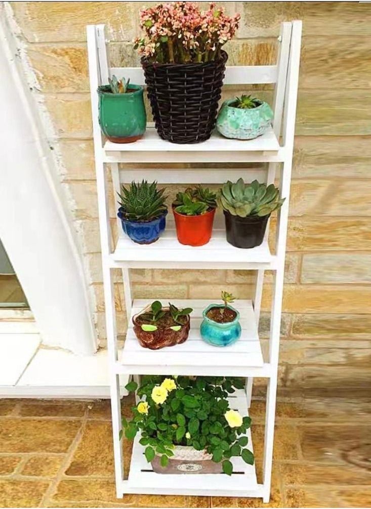 Generic FFD Wooden Foldable Ladder Shelf Plant Stand Indoor Folding A Framde Display Shelf Free Standing Patio Wood Stand with Shelves Wooden Stand Outdoor Pot Rack  - Image 2