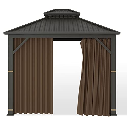 Hugline Gazebo Universal Replacement Privacy Curtain – Hugline 10' x 12' Gazebo Side Wall Outdoor Privacy Panel with Zipper (Brown) - Image 3