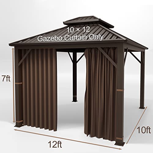 Hugline Gazebo Universal Replacement Privacy Curtain – Hugline 10' x 12' Gazebo Side Wall Outdoor Privacy Panel with Zipper (Brown) - Image 2