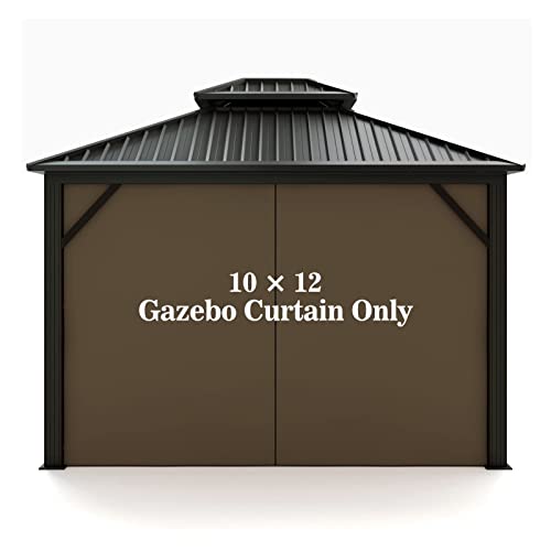 Hugline Gazebo Universal Replacement Privacy Curtain – Hugline 10' x 12' Gazebo Side Wall Outdoor Privacy Panel with Zipper (Brown) - Image 1