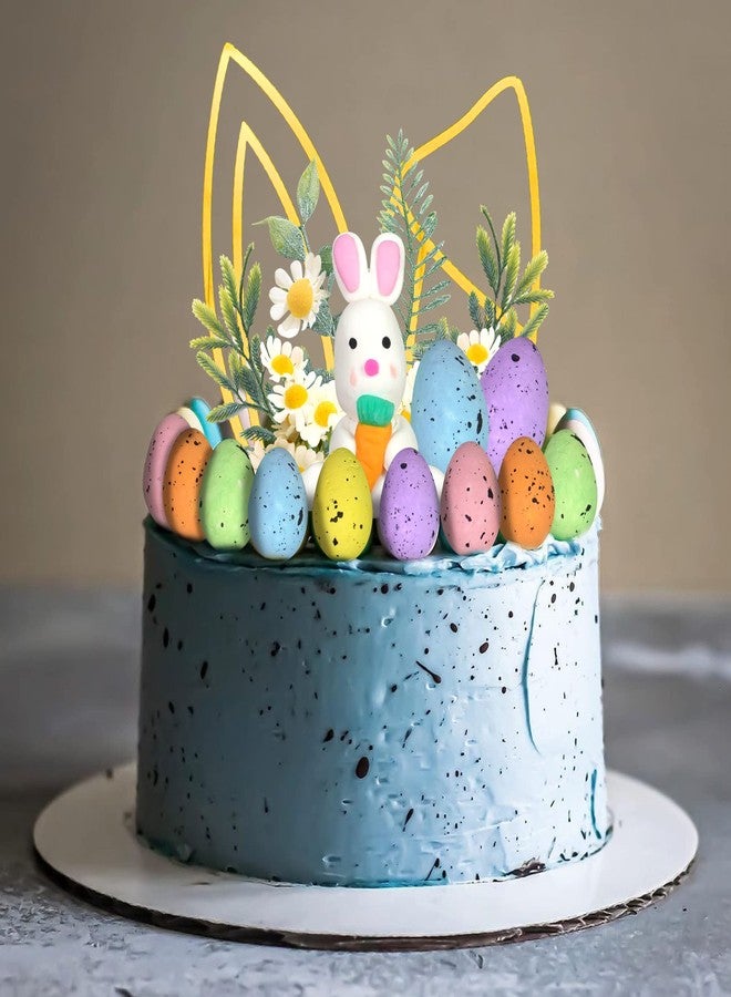 DRWATE Easter Cake Topper Egg Cake Decorations Rabbit Carrot Figurine Bunny Ears Cake Topper for Easter Festival Birthday Fairy Garden Themed Birthday (Style 1) - Image 3