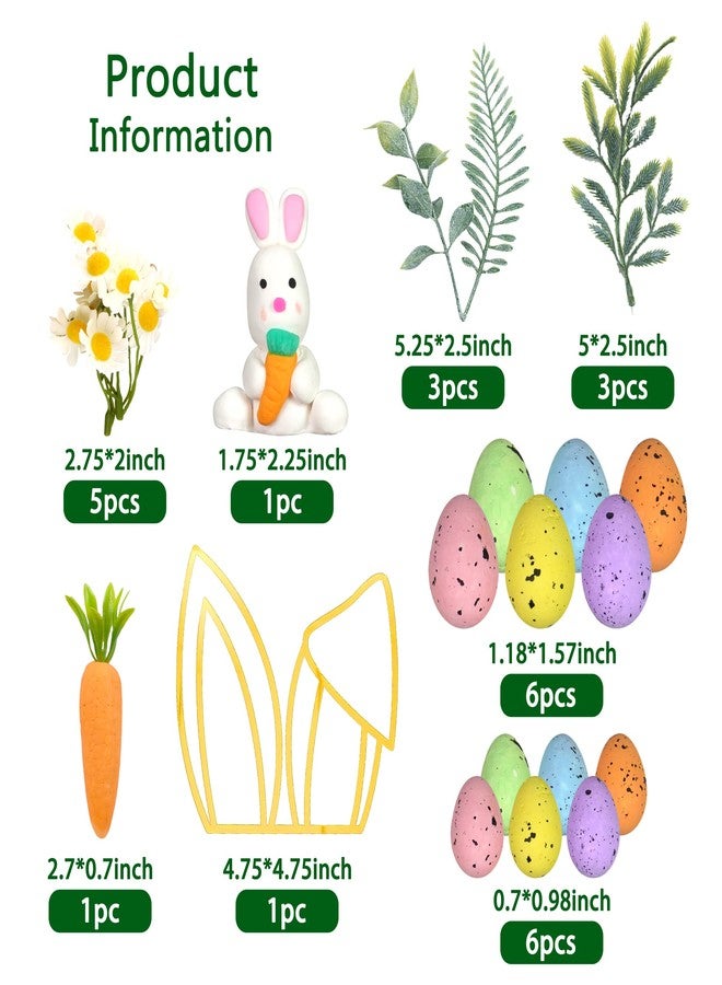 DRWATE Easter Cake Topper Egg Cake Decorations Rabbit Carrot Figurine Bunny Ears Cake Topper for Easter Festival Birthday Fairy Garden Themed Birthday (Style 1) - Image 2