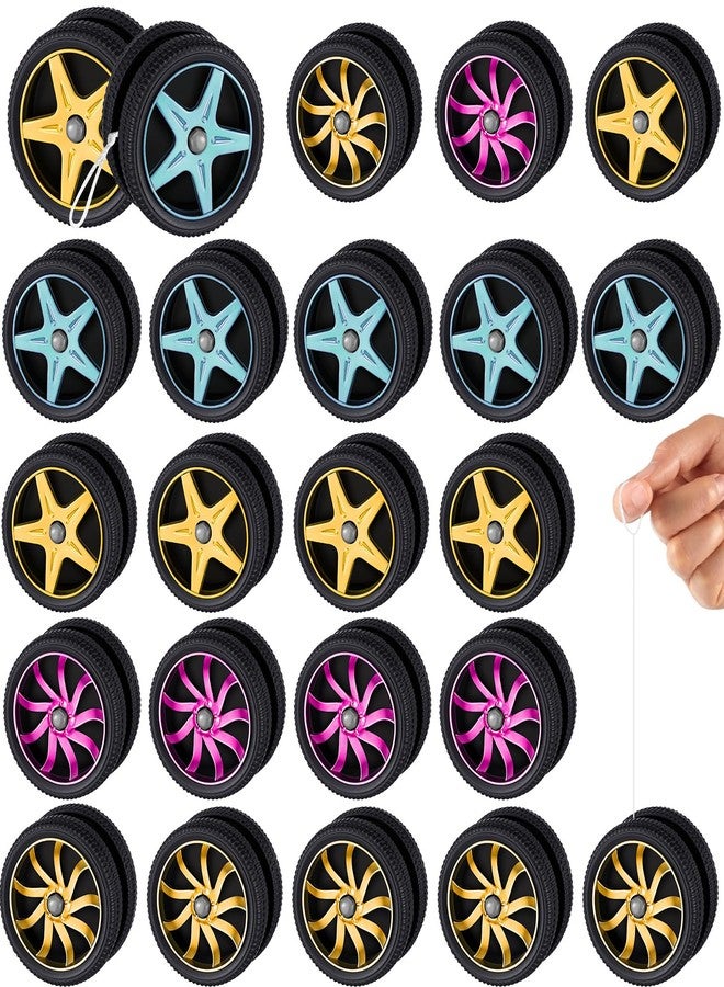 Silipull 24 Pcs Wheel Yoyos for Kids, Plastic Mini Yo-Yo Toys Racing Party Favors for Beginners Adults Teens Birthday Party Favors, Holiday Stocking Fillers, Classroom Prizes, 4 Colors - Image 1