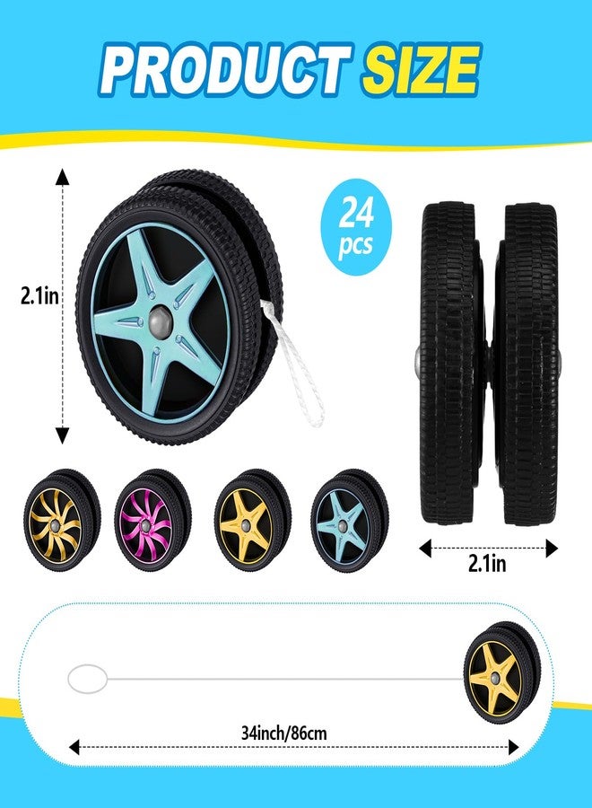 Silipull 24 Pcs Wheel Yoyos for Kids, Plastic Mini Yo-Yo Toys Racing Party Favors for Beginners Adults Teens Birthday Party Favors, Holiday Stocking Fillers, Classroom Prizes, 4 Colors - Image 2