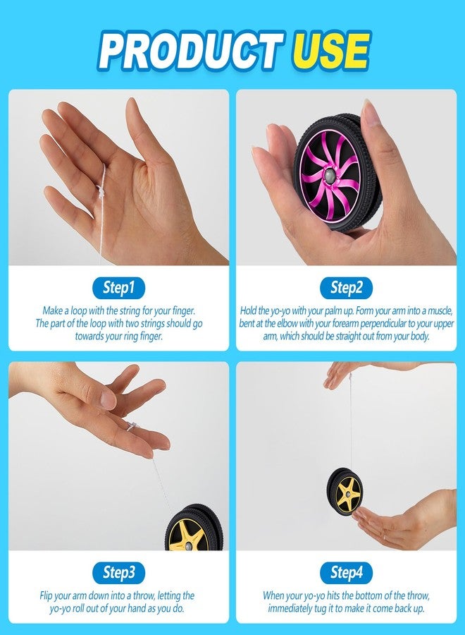 Silipull 24 Pcs Wheel Yoyos for Kids, Plastic Mini Yo-Yo Toys Racing Party Favors for Beginners Adults Teens Birthday Party Favors, Holiday Stocking Fillers, Classroom Prizes, 4 Colors - Image 3