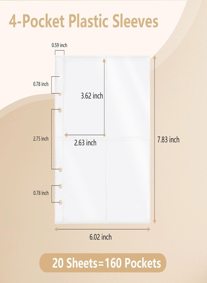Dajino 20 Sheets Clear Binder Sleeves Pocket Sheets Protectors Double Sided Plastic Sleeves for Binder Refill, Photo Card Sticker Organizer Pocket Pages A5 Binder Inserts for 6 Ring Binder (4-Pocket) - Image 3